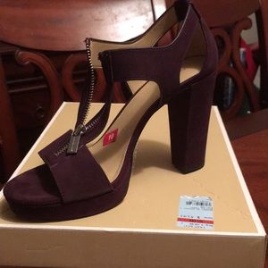 Purple Suede Michael Kors Open Toe Heels